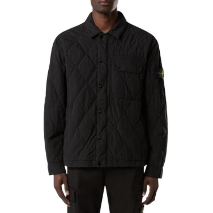 STONE ISLAND FW24 Quilted Shirt Jacket, Unisex Black Single Pocket Design. 8115Q0633-V0029 圖 4