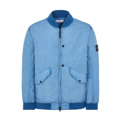 Stone Island FW24 Recycled Nylon Windproof Waterproof Bomber Jacket Navy Blue Men 811540923-V0024