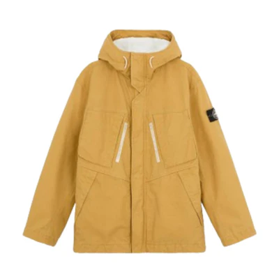 Stone Island FW24 Recycled Oxide Plating Jacket Orange Unisex with Sleeve Logo 8115459T1-V0032