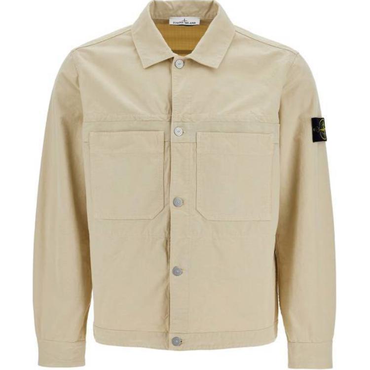 Stone Island FW24 Single-Breasted Logo Collar Jacket Men’s Off-White 811511412-V0097