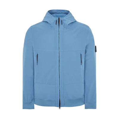 Stone Island FW24 Soft-Shell Prussian Blue Hooded Jacket Windproof Waterproof Unisex 8115Q0322-V0124