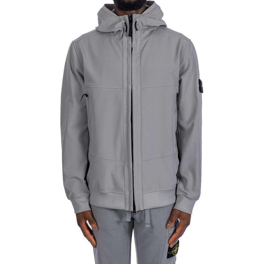 Shop ストーンアイランド FW24 防風防水ソフトシェルパーカー ジャケット ユニセックス - グレー 8115Q0322-V0060