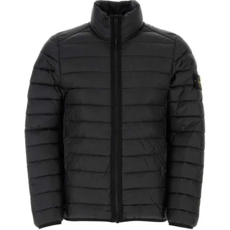Buy STONE ISLAND FW24 男女黑色尼龙拉链长袖羽绒夹克 811542924-A0029