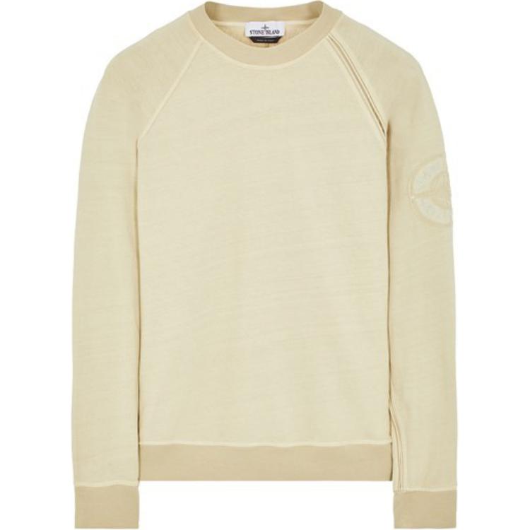 Stone Island FW24 Unisex Crewneck Sweatshirt Logo Embroidery Ribbed Cuffs Plaster Color 8115604M2-V0090 圖 2