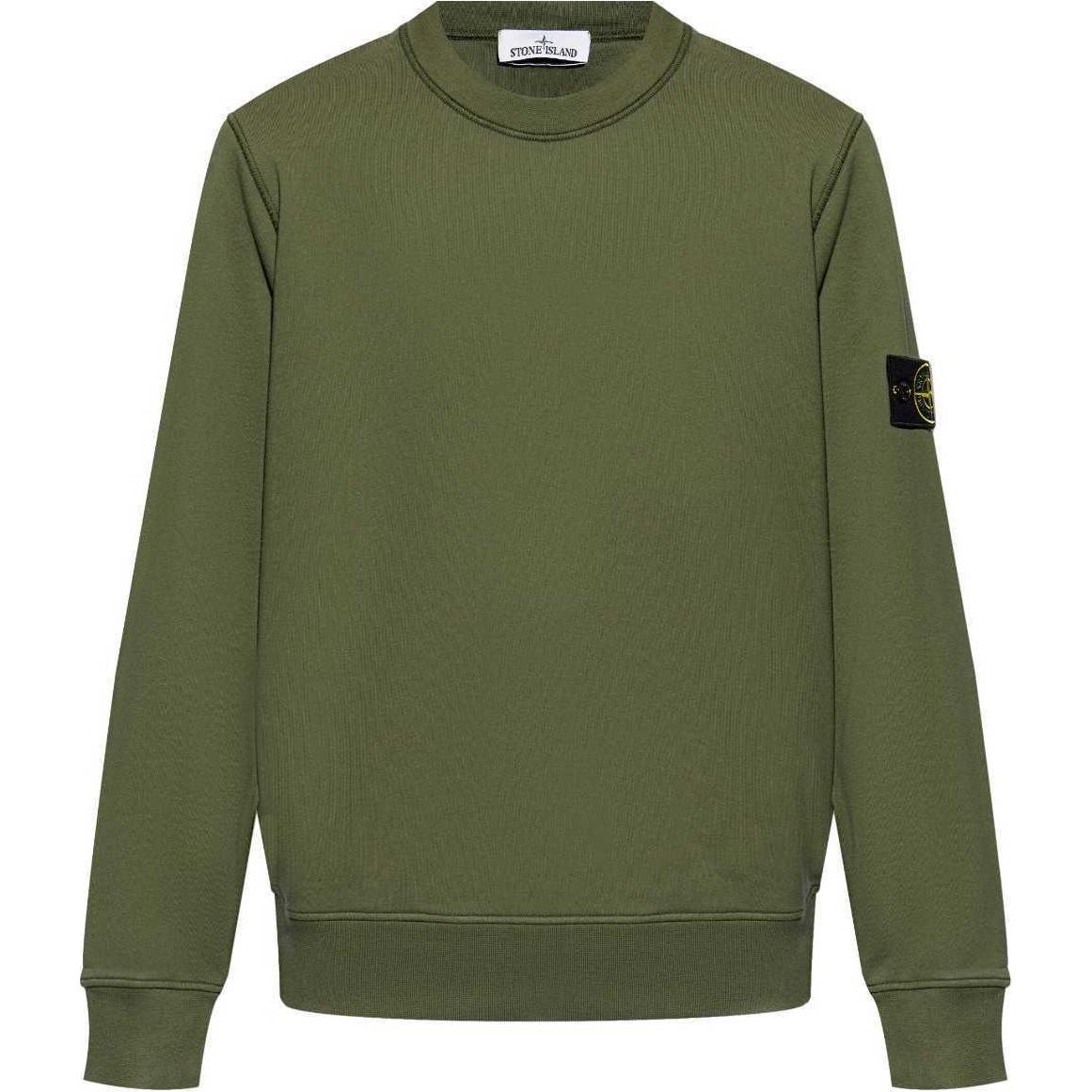 STONE ISLAND FW24 Unisex Green Logo Crewneck Sweatshirt with Ribbed Cuffs 811563051-V0059 圖 2