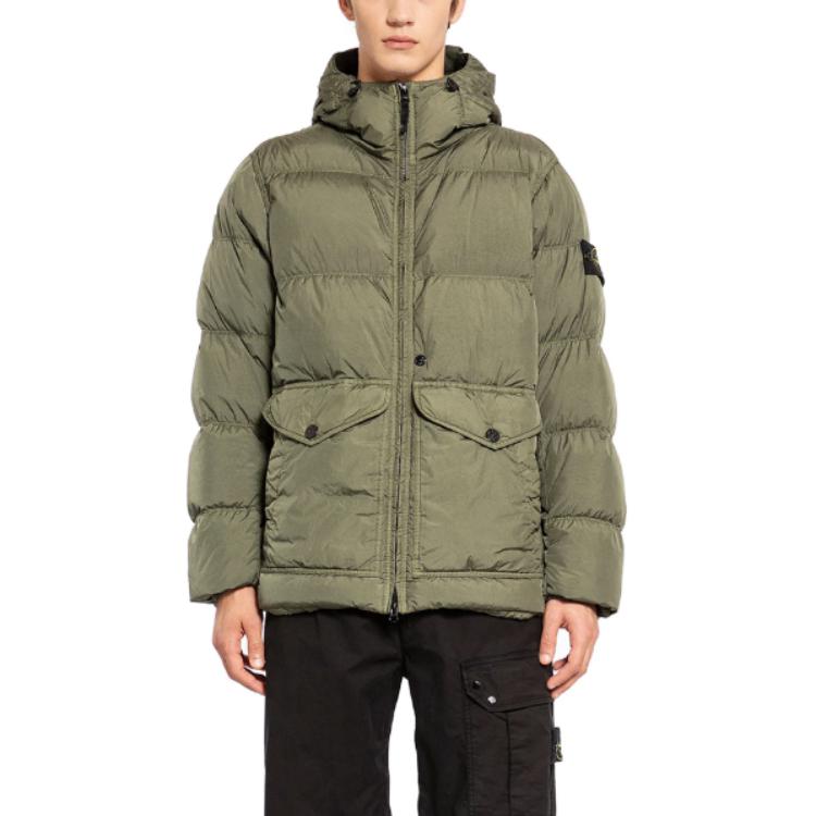 Stone Island FW24 Unisex Windproof Waterproof Crinkled Nylon Down Jacket in Green. 811540723-V0059 圖 2