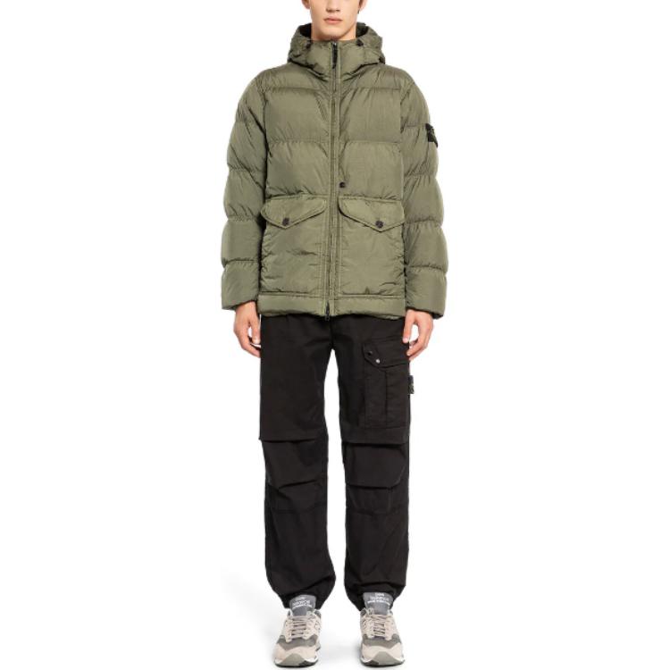 Stone Island FW24 Unisex Windproof Waterproof Crinkled Nylon Down Jacket in Green. 811540723-V0059 圖 3