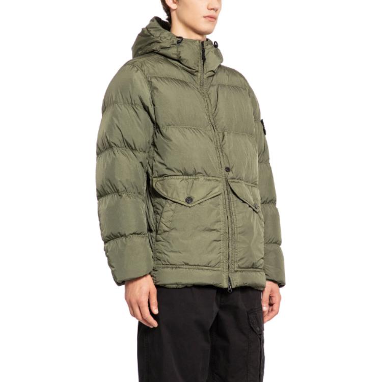 Stone Island FW24 Unisex Windproof Waterproof Crinkled Nylon Down Jacket in Green. 811540723-V0059 圖 5