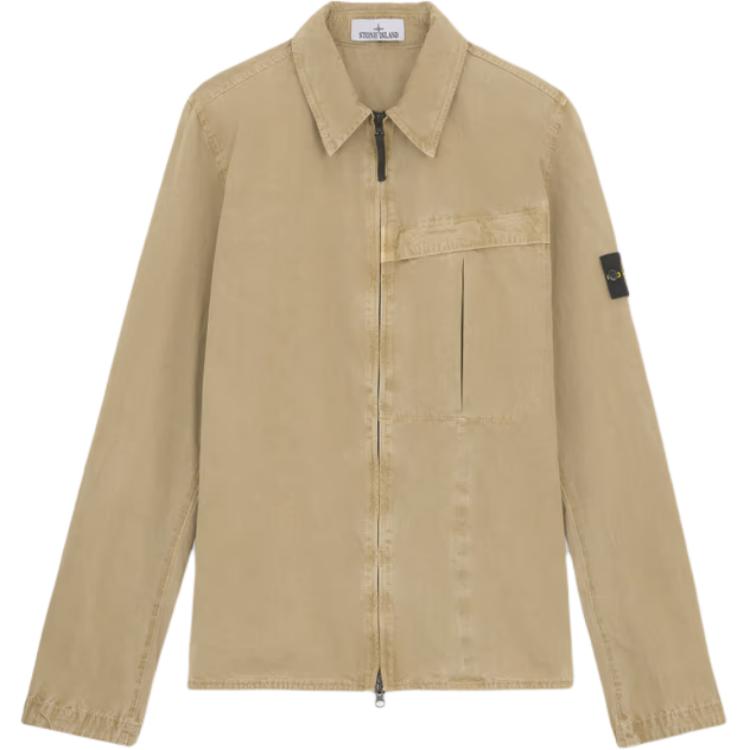 STONE ISLAND FW24 Washed Cotton Stand Collar Shirt Jacket Khaki Menswear 8115103WN-V0194 圖 2
