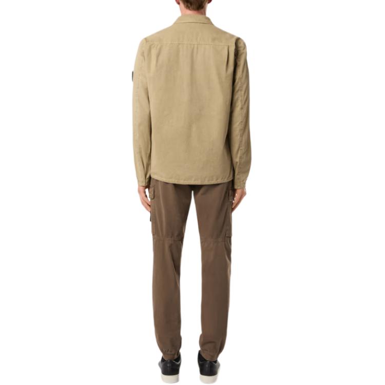 STONE ISLAND FW24 Washed Cotton Stand Collar Shirt Jacket Khaki Menswear 8115103WN-V0194 圖 4