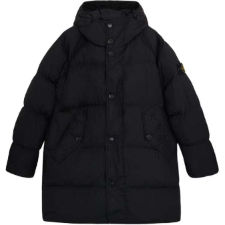 STONE ISLAND FW24 Water-Resistant Hooded Zipped Down Jacket Unisex Black 811570123-V0029