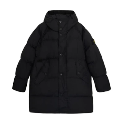 STONE ISLAND FW24 Water-Resistant Hooded Zipped Down Jacket Unisex Black 811570123-V0029
