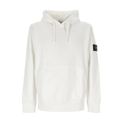 Stone Island FW24 White Men’s Crewneck Logo Hoodie Long Sleeve Pullover. 811564151-A0001