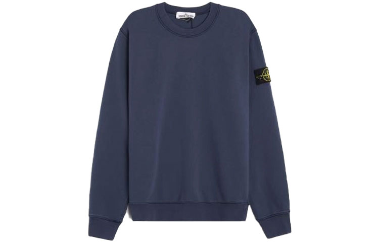 Stone Island Garment Dyed Compass Patch Crewneck Sweatshirt Navy Blue Men 741563051-V0024