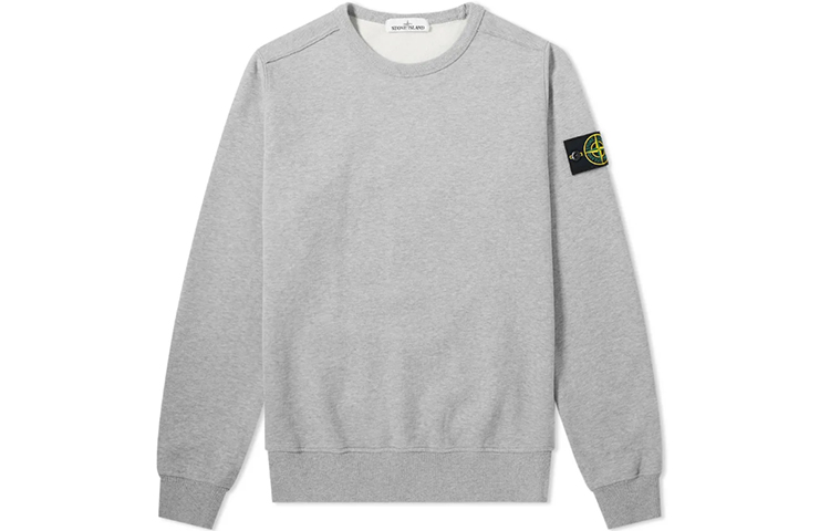 STONE ISLAND Garment Dyed Compass Patch Crewneck Sweatshirt Grey Mens 711562720-V0M64