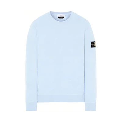 STONE ISLAND Garment Dyed Compass Patch Crewneck Sweatshirt Sky Blue . 741563051-V0041