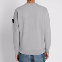 Shop STONE ISLAND 染色指南針標誌圓領灰色男士衛衣 711562720-V0M64