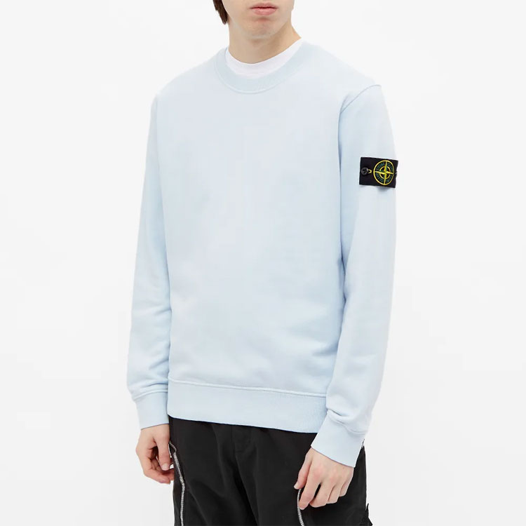 STONE ISLAND Garment Dyed Compass Patch Crewneck Sweatshirt Sky Blue . 741563051-V0041 圖 4