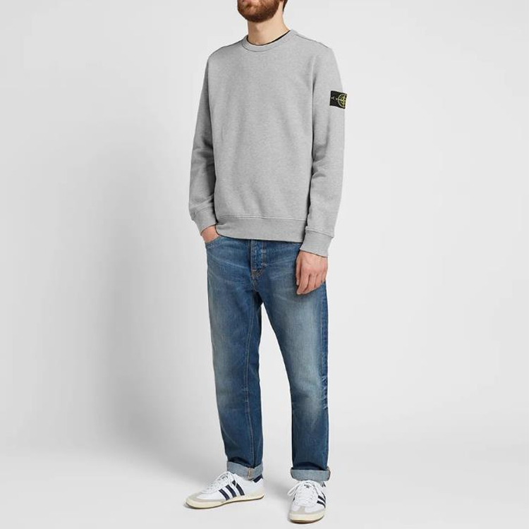 STONE ISLAND Garment Dyed Compass Patch Crewneck Sweatshirt Grey Mens 711562720-V0M64 圖 5
