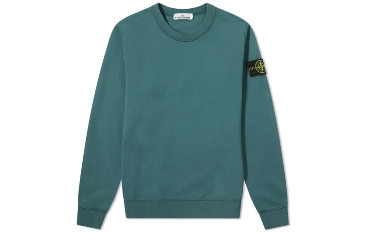Stone Island Garment Dyed Crew Sweat Compass Patch Sweatshirt Men Blue-Green 741563051-V0057