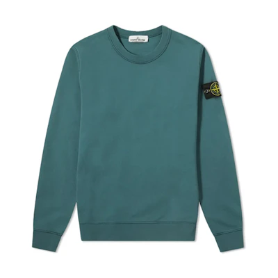 Stone Island Garment Dyed Crew Sweat Compass Patch Sweatshirt Men Blue-Green 741563051-V0057