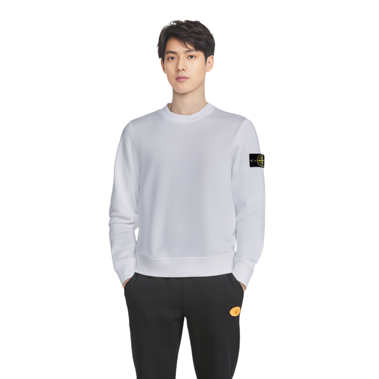 Stone Island Garment Dyed Crew Sweat White  Sweatshirt Classic Compass Patch. 741563051-V0001 圖 8