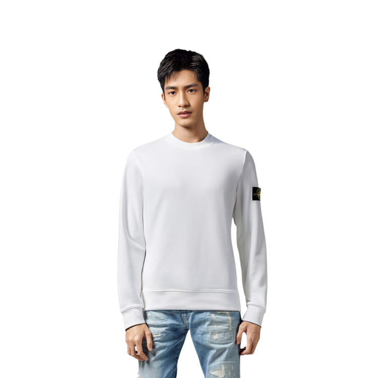 Stone Island Garment Dyed Crew Sweat White  Sweatshirt Classic Compass Patch. 741563051-V0001 圖 9