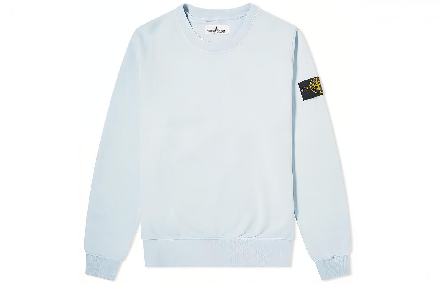 Stone Island Garment Dyed Crewneck Patch Sweatshirt Light Blue 721563051-V0041