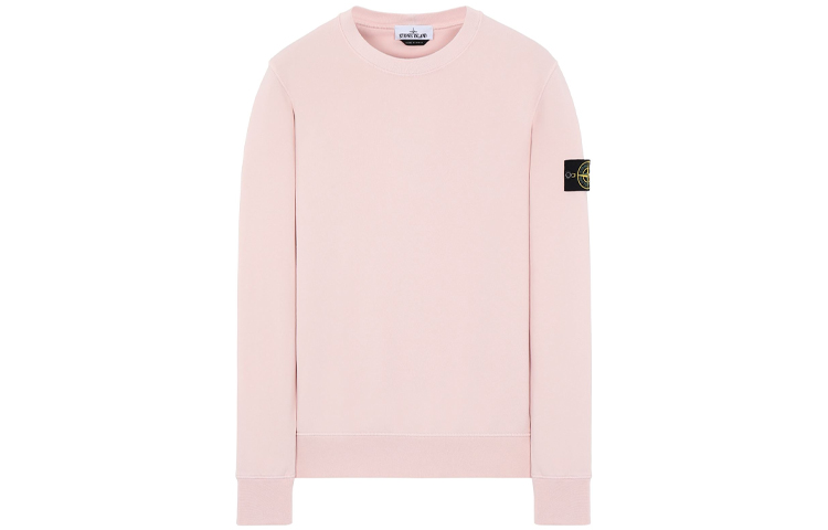Stone Island Garment Dyed Crewneck Sweatshirt Compass Patch Pink Menswear. 741563051-V0082