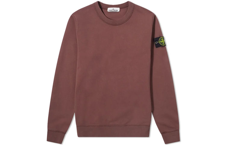 Stone Island Garment Dyed Crewneck Sweatshirt Compass Patch - Dark Red 741563051-V0011