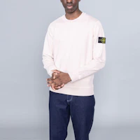 Details for Stone Island Garment Dyed Crewneck Sweatshirt Compass Patch Pink Menswear. 741563051-V0082