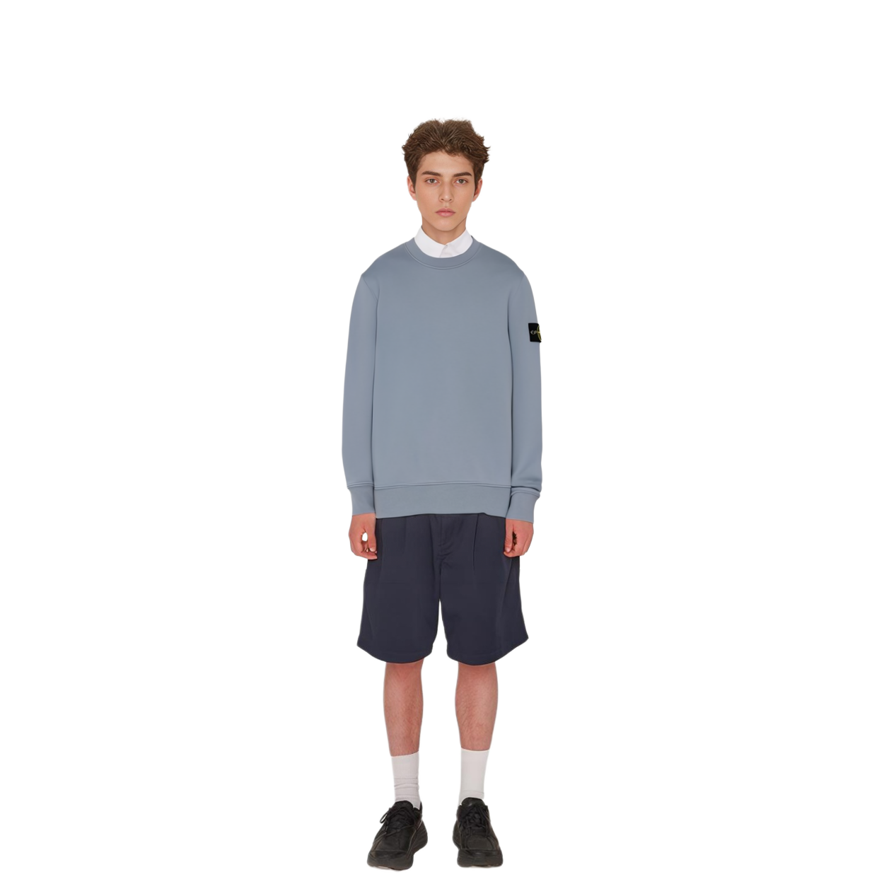 STONE ISLAND Garment Dyed Crewneck Sweatshirt Compass Patch Pink Blue Menswear 741563051-V0046 圖 8