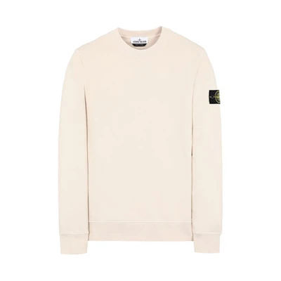 Stone Island Garment Dyed Crewneck Sweatshirt Ivory Compass Patch 741563051-V0093
