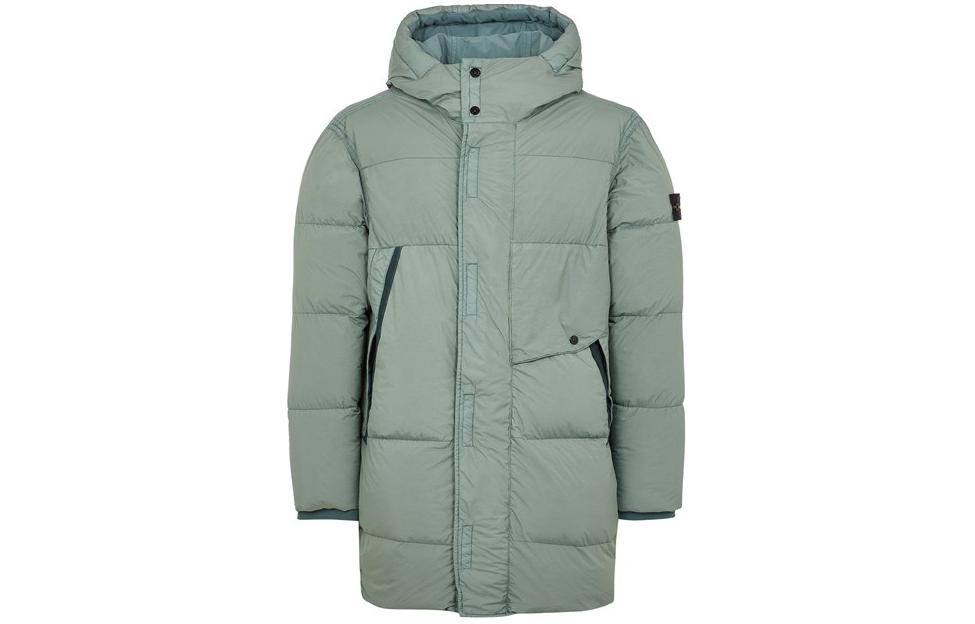 Stone Island Garment Dyed Crinkle Reps Nylon Down Hooded Jacket Sage Green Mens 791570323-V0055