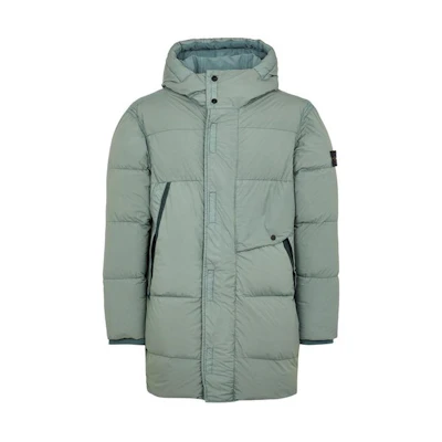 Stone Island Garment Dyed Crinkle Reps Nylon Down Hooded Jacket Sage Green Mens 791570323-V0055