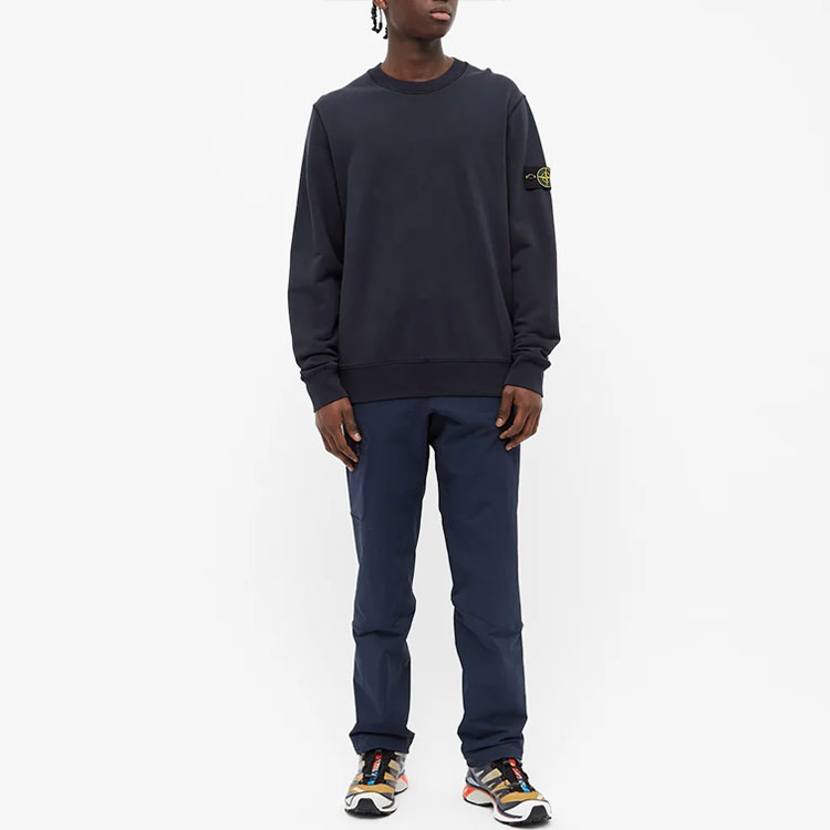 STONE ISLAND Garment Dyed Navy Crewneck Sweatshirt with Compass Patch  Casual. 741563051-V0020 圖 4
