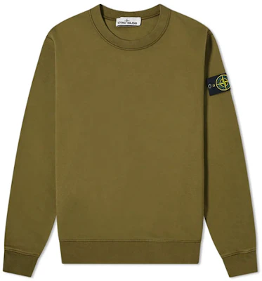 STONE ISLAND Garment Dyed Olive Green Crewneck Sweatshirt with Compass Patch. 741563051-V0058 Buy STONE ISLAND Garment Dyed Olive Green Crewneck Sweatshirt with Compass Patch. 741563051-V0058