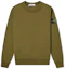 Order STONE ISLAND Garment Dyed Olive Green Crewneck Sweatshirt with Compass Patch. 741563051-V0058