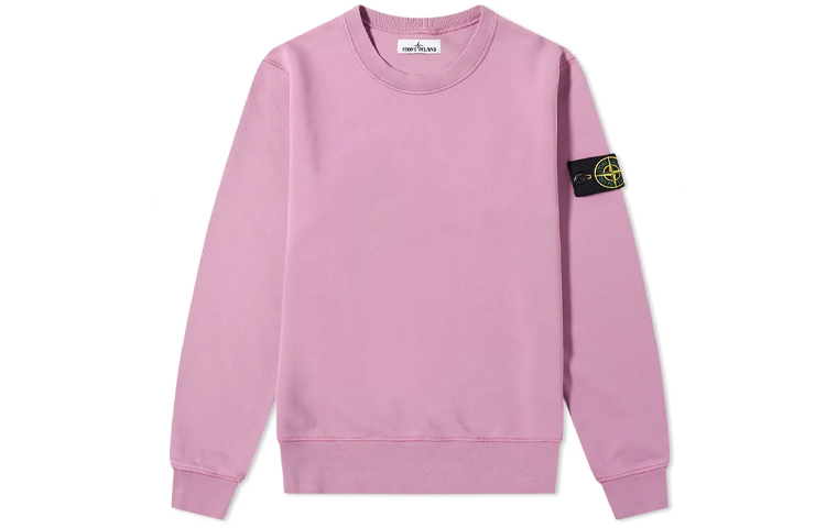 Stone Island Garment Dyed Pink Crewneck Sweatshirt with Compass Patch 721563051-V0086