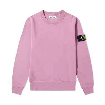 Stone Island Garment Dyed Pink Crewneck Sweatshirt with Compass Patch 721563051-V0086