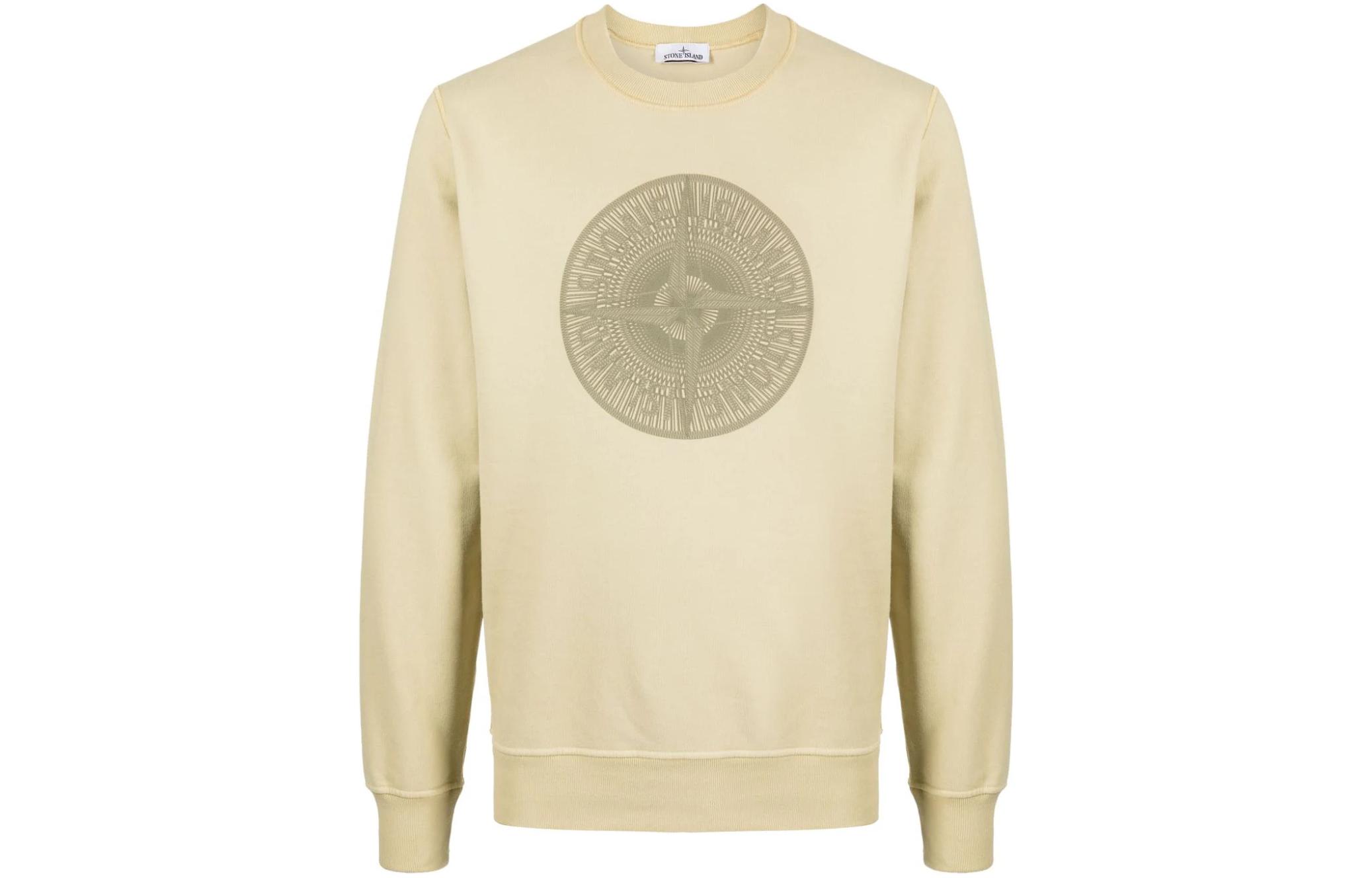 Stone Island Geometric Pattern Crewneck Yellow Sweatshirt for Men 791566559-V0091