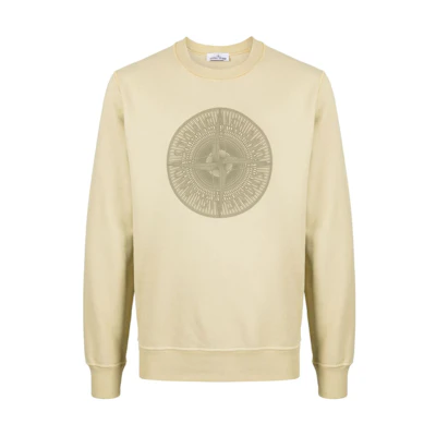 Stone Island Geometric Pattern Crewneck Yellow Sweatshirt for Men 791566559-V0091