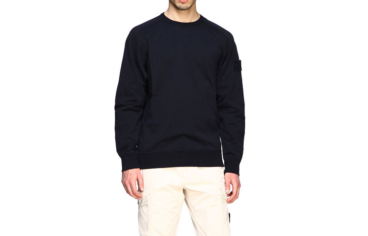 Stone Island Ghost Pieces  Navy Blue Crewneck Sweatshirt Black Logo Patch. 7215637F3-V0020 圖 2