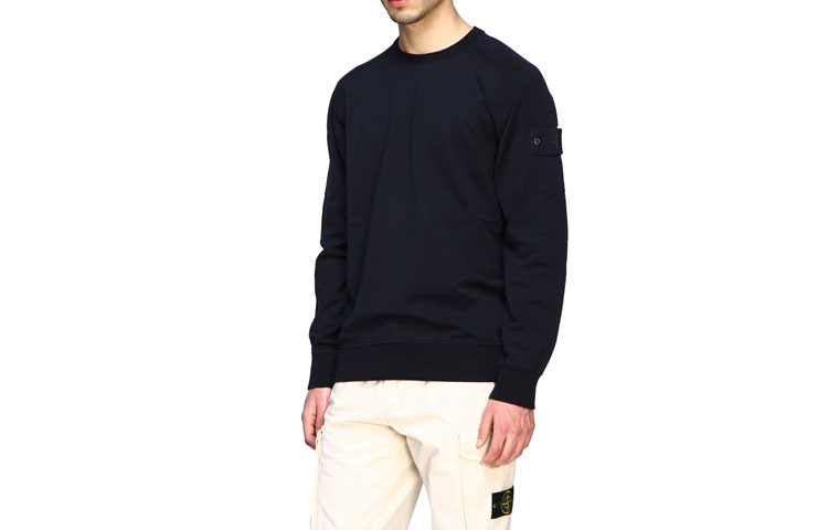 Stone Island Ghost Pieces  Navy Blue Crewneck Sweatshirt Black Logo Patch. 7215637F3-V0020 圖 4