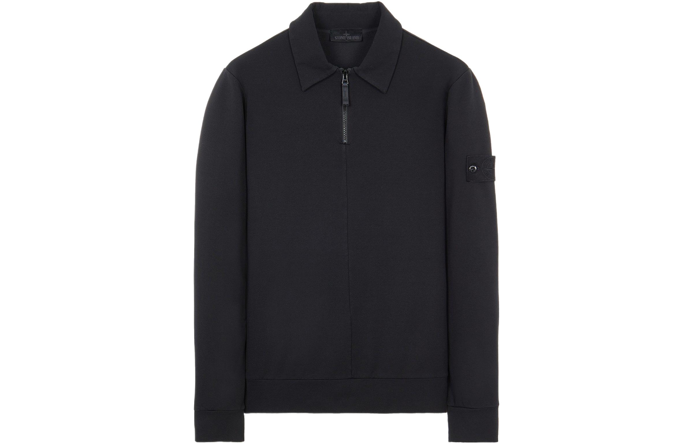 STONE ISLAND Ghost Pieces Black Label Half-Zip Jacket Men’s Black 7615629F3-V0029