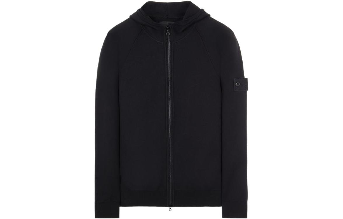 Stone Island Ghost Pieces Black Label Hoodie Black - Pure Color Zip-Up 7615553FA-V0029