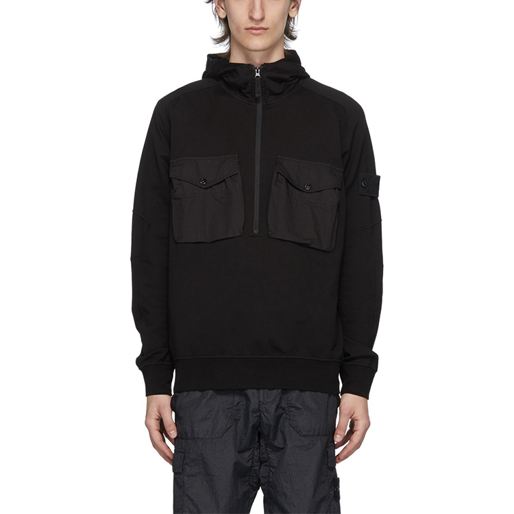 Shop STONE ISLAND Ghost Pieces Black Label Pullover Hoodie Hitam 秋季 7215636F3-V0029