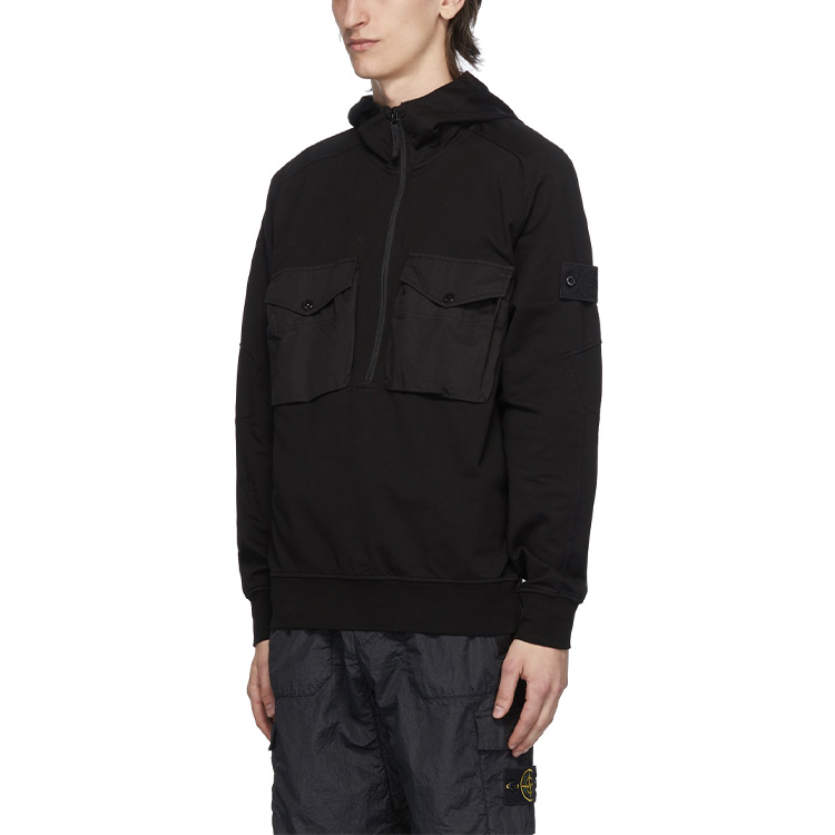 Sizing STONE ISLAND Ghost Pieces Black Label Pullover Hoodie Hitam 秋季 7215636F3-V0029