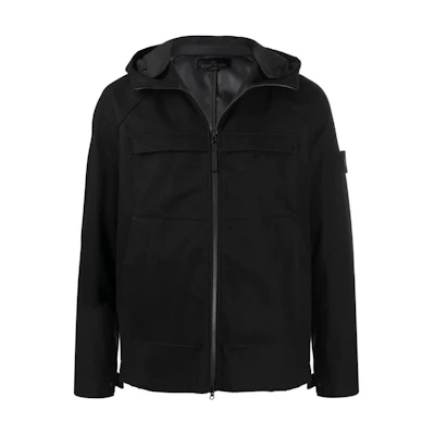 Stone Island Ghost Pieces Black Label Solid Color Hoodie Zip Jacket Black 7515441F1V0029