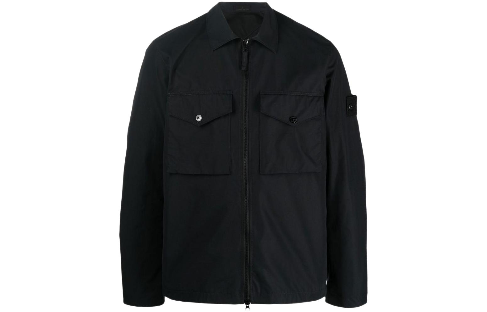 Stone Island Ghost Pieces Black Logo Collared Shirt Jacket Men’s Black 7715116F1-V0029 圖 2